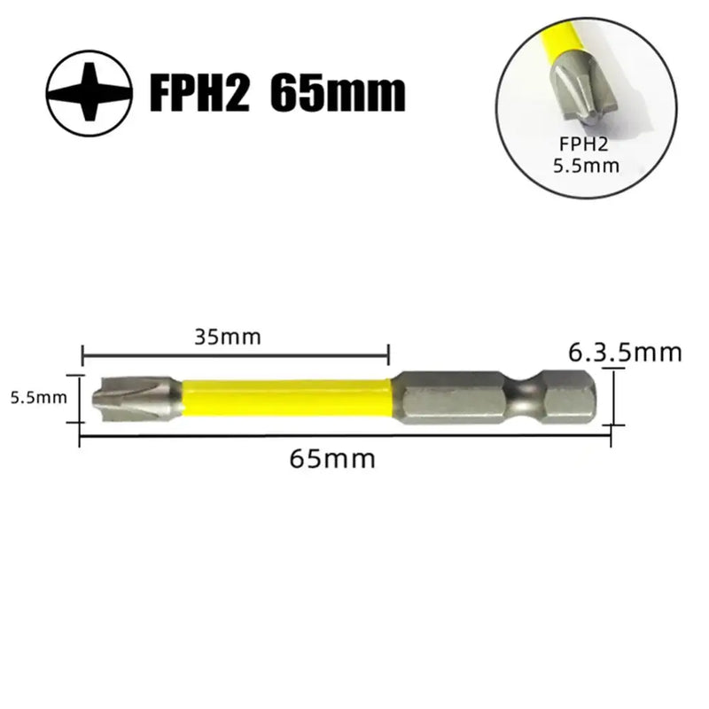 Screwdriver bit FPH2 65mm with yellow shaft in Doxa 110mm Magnetic Special Slotted Tool