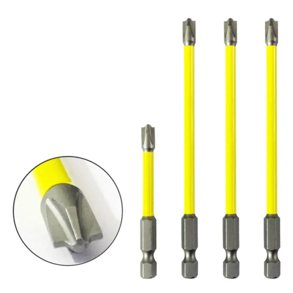 Yellow-shafted screwdriver bits with metal tips for Doxa 110mm Magnetic Special Slotted tool