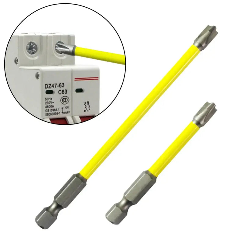 Yellow screwdriver bits with metal tips for electrical work in Doxa 110mm Magnetic tool