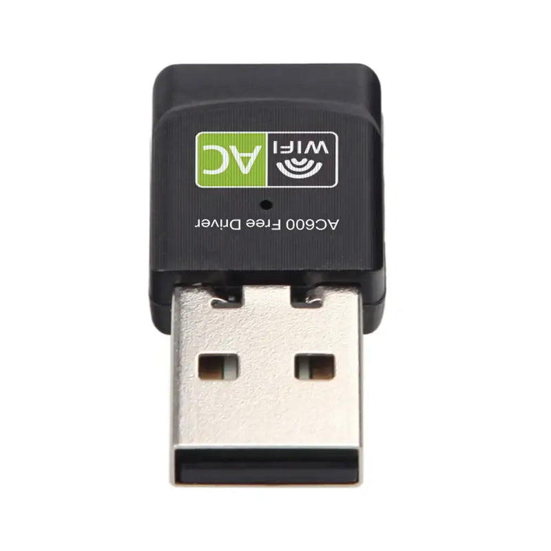 USB WiFi adapter dongle with green and white logo for 600Mbps high-speed connectivity