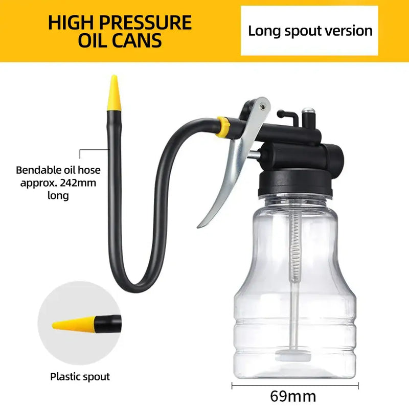 High pressure NoEnName Null Plastic Grease Gun with flexible spout and transparent reservoir