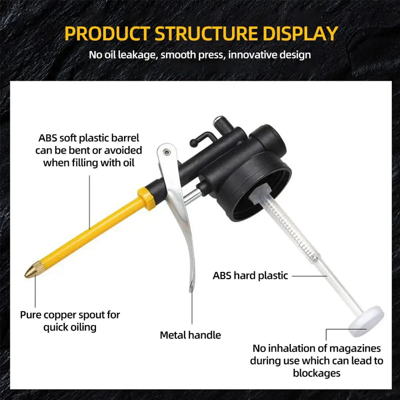 Oil can with flexible spout and metal handle for NoEnName_Null grease gun precision