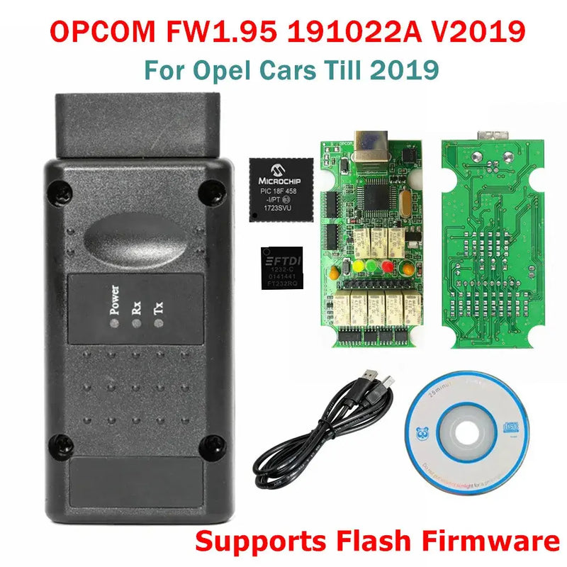 Diagnostic scanner for Opel cars with v200603a firmware, circuit boards, and testing CD