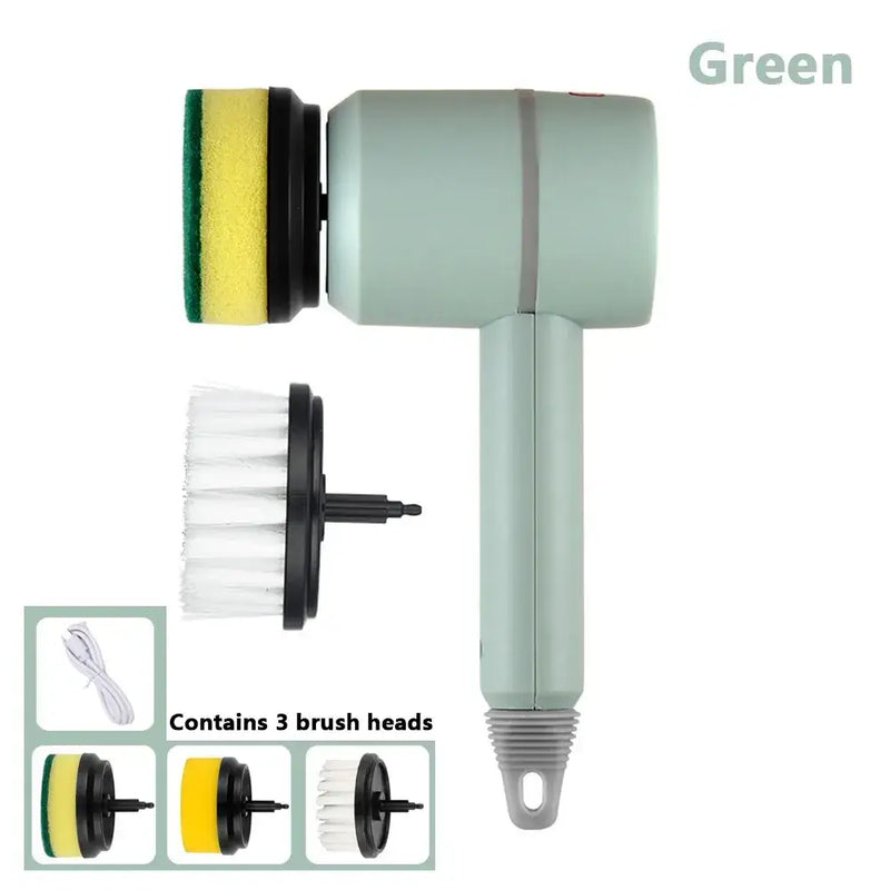 Handheld electric cleaning brush with interchangeable heads for efficient cleaning solutions