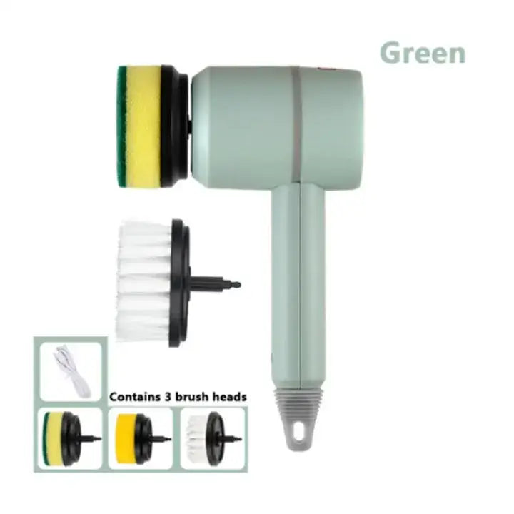 Handheld electric cleaning brush with interchangeable heads for efficient cleaning solutions