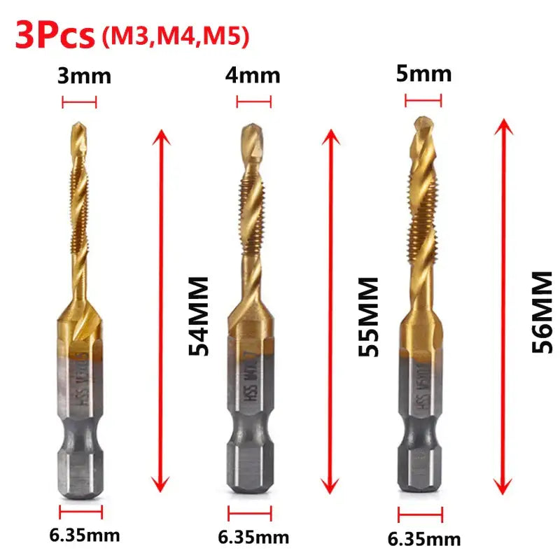 Set of three titanium-coated drill bits in various sizes from Fbiannely DIY Supplies