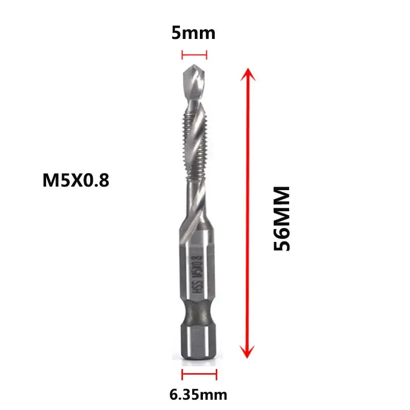 Metallic drill bit with threaded tip and hexagonal shank for Fbiannely DIY supplies