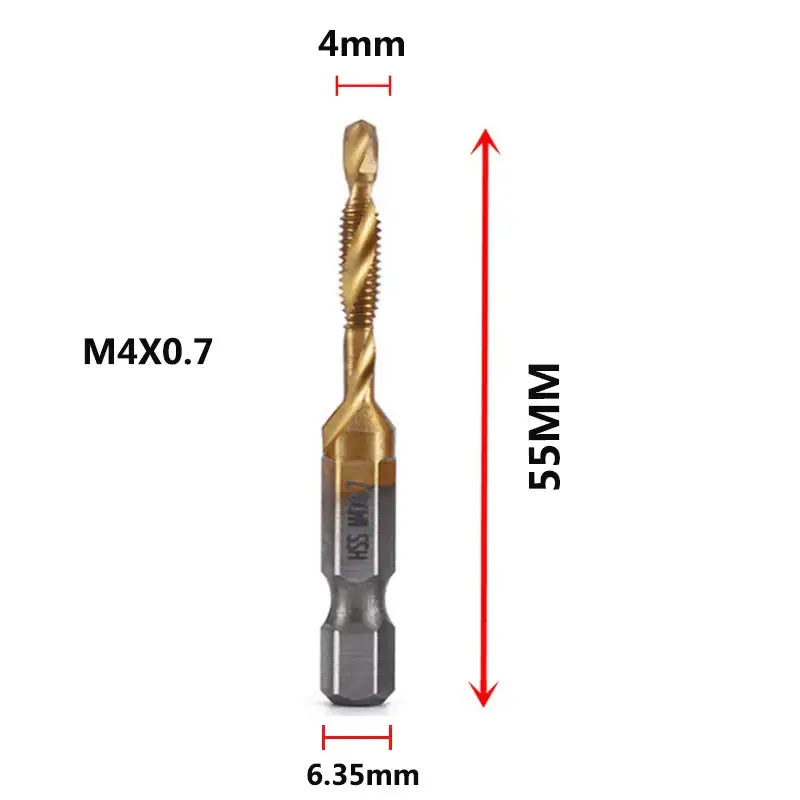 Gold-colored drill bit with spiral fluted tip and hexagonal shank for Fbiannely DIY supplies