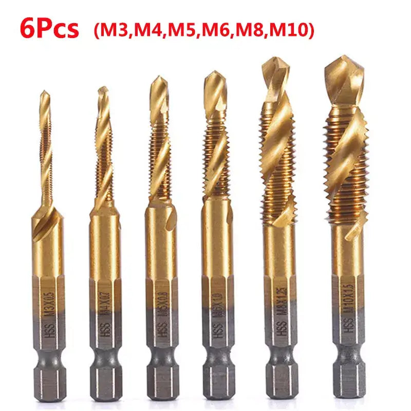 Set of six titanium-coated drill and tap bits from Fbiannely DIY Supplies for metalworking