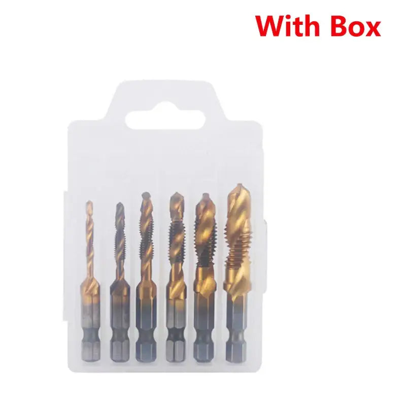 Set of six titanium-coated drill bits in clear case from Fbiannely DIY Supplies