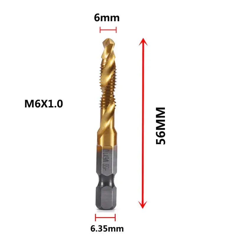 Titanium-coated drill bit with threaded tip and hexagonal shank by Fbiannely DIY Supplies