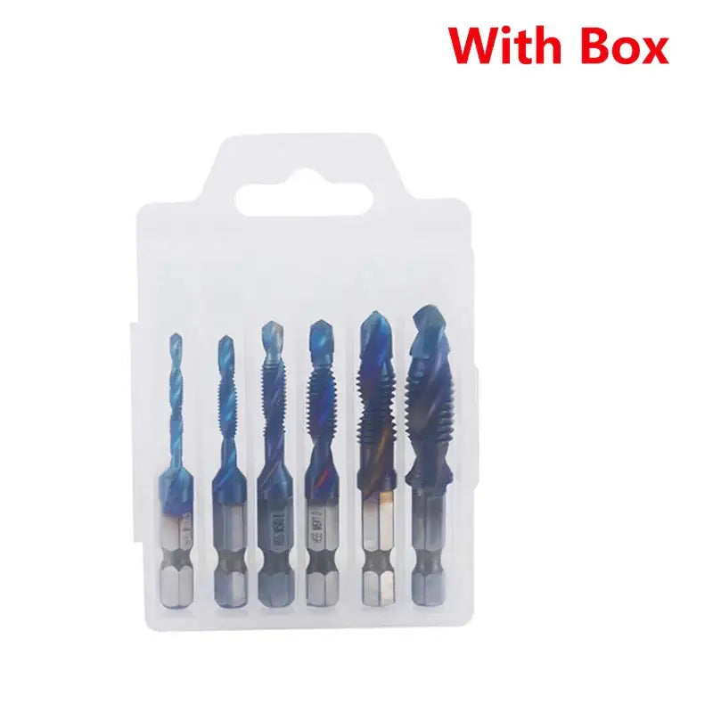 Set of six blue drill bits in a case from Fbiannely DIY Supplies for metalworking