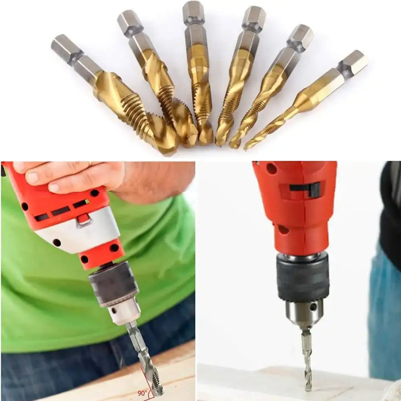 Set of gold-colored drill bits with hexagonal shanks from Fbiannely DIY Supplies