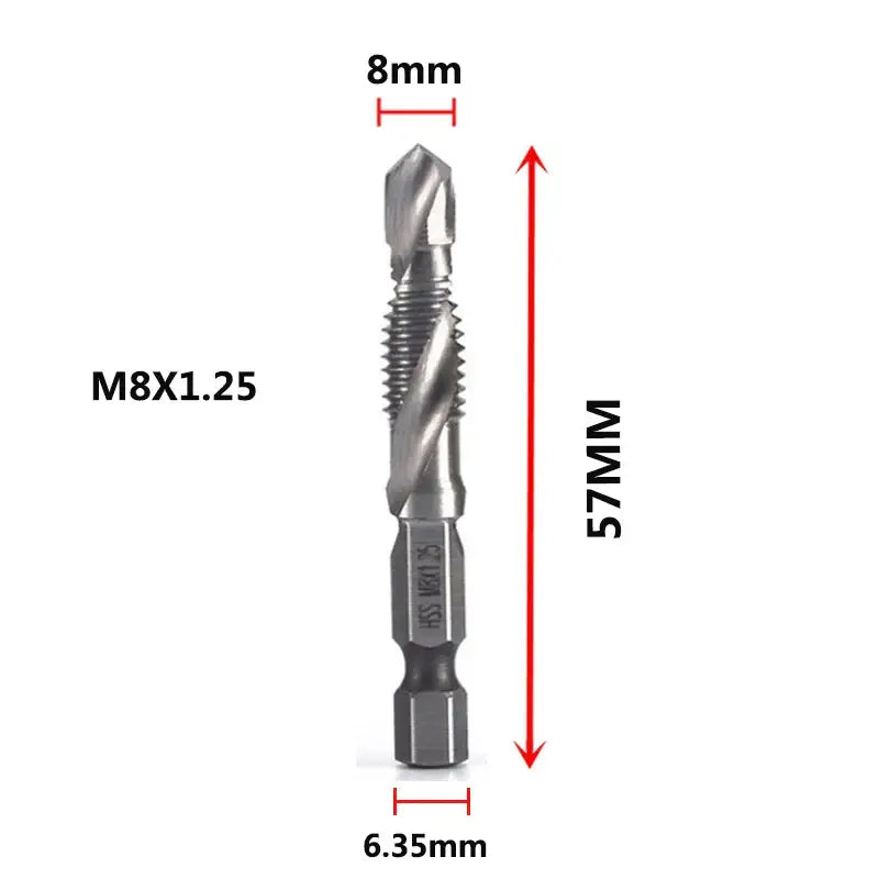 Metallic drill bit with threaded shaft and measurements from Fbiannely DIY Supplies for Metalworking