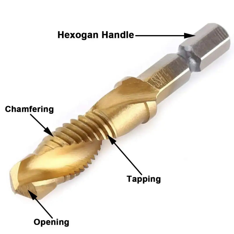 Titanium-coated combination drill and tap bit from Fbiannely DIY Supplies for Metalworking