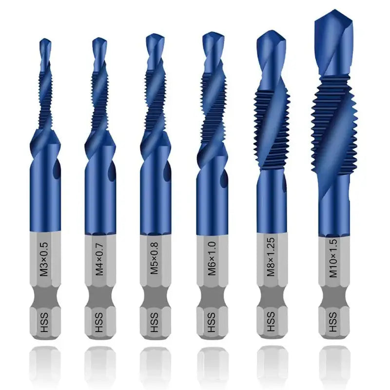 Set of six blue and silver drill bits for metalworking in Fbiannely DIY Supplies