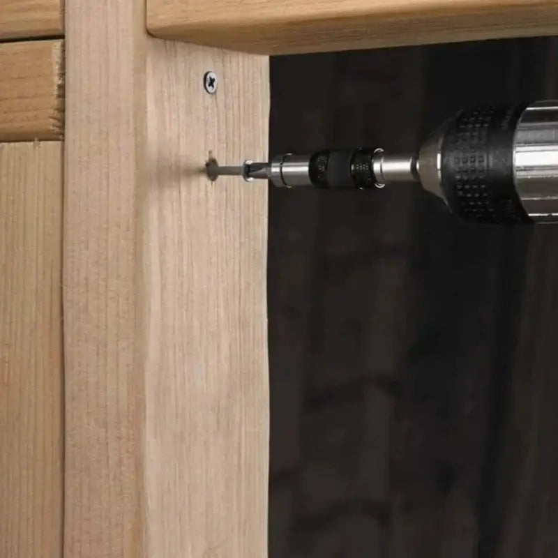 Power drill using Fbiannely Magnetic Ring Screwdriver to insert screw into wood