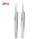 Two stainless steel tweezers marked with 5 from Fbiannely Stainless Steel tool set