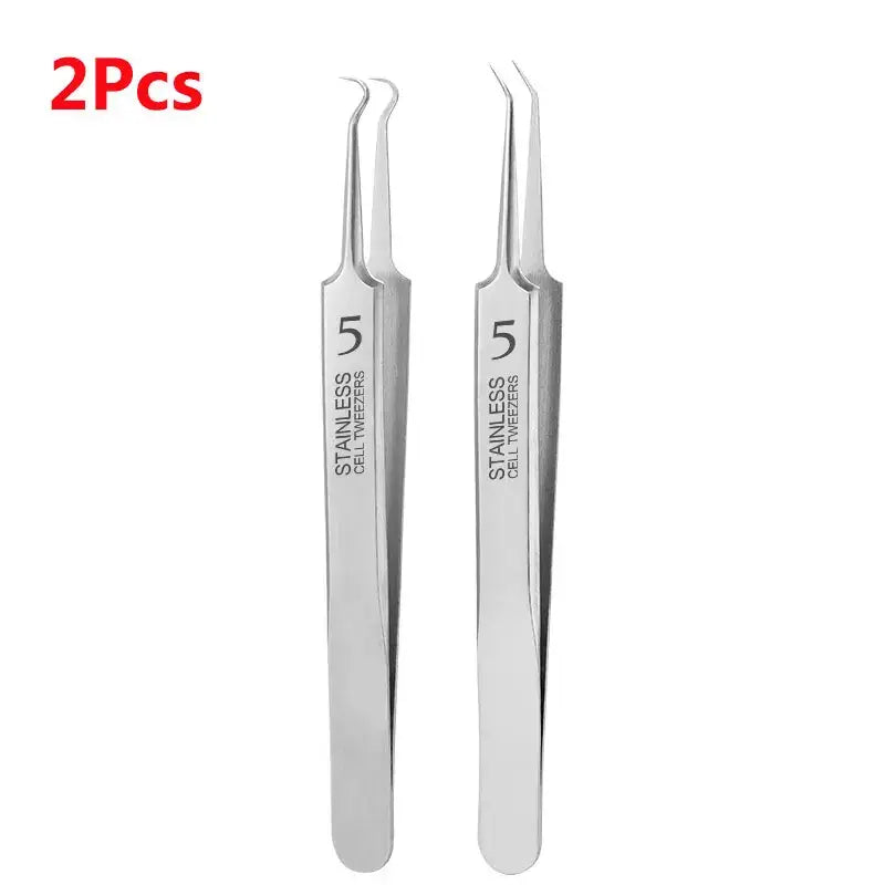 Two stainless steel tweezers marked with 5 from Fbiannely Stainless Steel tool set