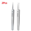 Two Fbiannely Stainless Steel Tweezers marked with number 5 for skin care treatment