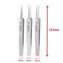 Set of three Fbiannely stainless steel precision tweezers for skin care and treatment