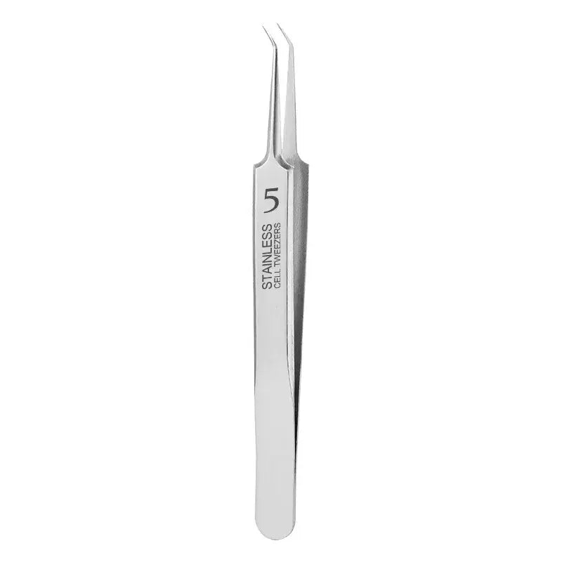 Stainless steel tweezers with angled tips marked 5 from Fbiannely stainless tool for skin care