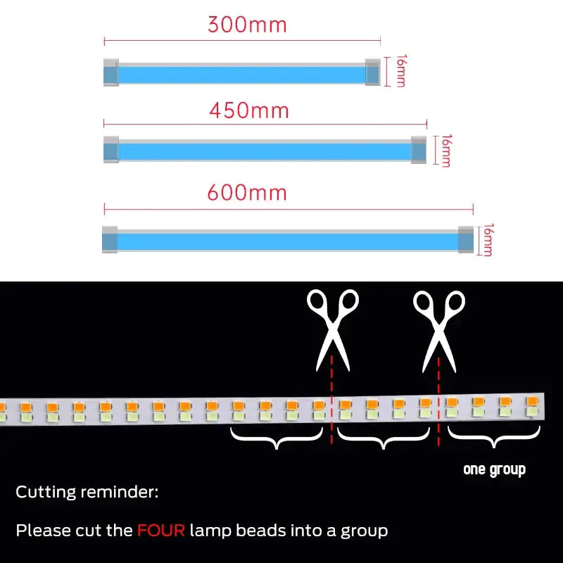 LED light strip with cutting instructions for Fccemc Day Light 2400LM high-performance lighting