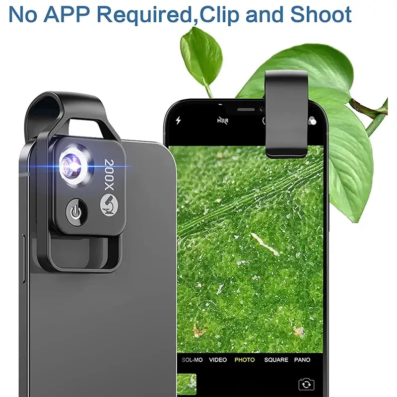 Clip-on microscope lens attachment for FGHGF Model Number smartphone camera units