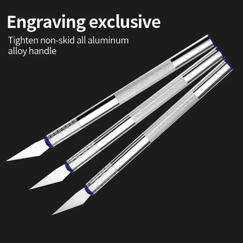 Set of three precision engraving tools with sharp tips for the 2.4 inch fixed blade knife