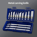 Set of 13pcs metal carving knives in a blue case for the Compact 2.4 Inch Fixed Blade Knife
