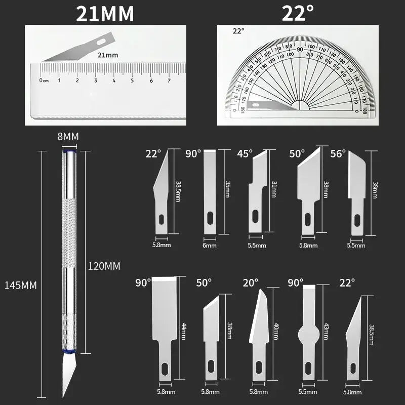 Set of precision measurement tools with a Compact 2.4 Inch Fixed Blade Knife for versatile tasks