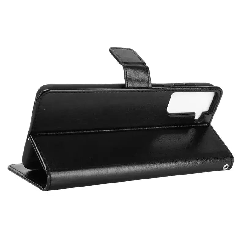 Black leather flip case for Samsung Galaxy S23 Ultra in high-quality PU leather