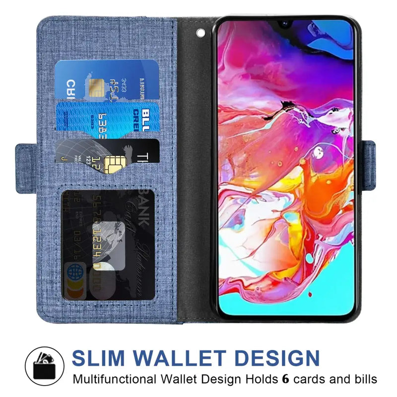 Flip Leather Swivel Wallet Phone Case with Lanyard Wrist Strap features card slots