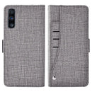 Gray fabric-textured Flip Leather Swivel Wallet Case for Huawei P Smart 2019 with card slots