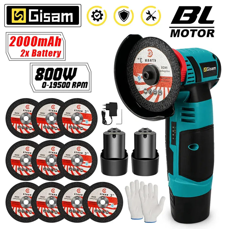 Gisam Electric Angle Grinder with cutting discs and accessories for versatile tasks