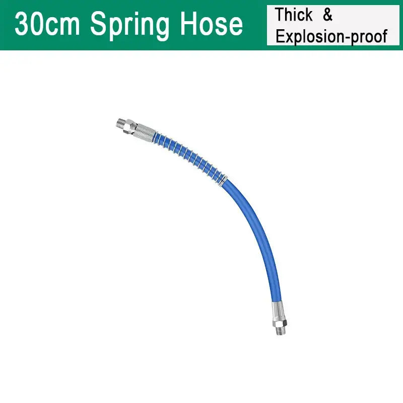 Blue flexible spring hose with metal connectors for Grease Gun Coupler and Lubricant Tip