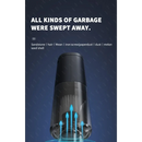 Sleek black handheld car vacuum with glowing blue arrows for optimal cleaning performance