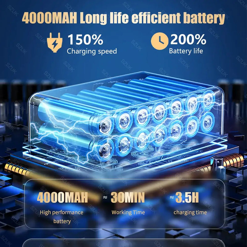 High-capacity rechargeable battery with illuminated cells for Handheld Car Vacuum