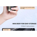 Compact handheld car vacuum displayed in hand, ideal for pristine vehicle interiors