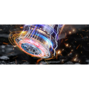 Glowing UFO with energy and lightning around a Handheld Car Vacuum for pristine interiors