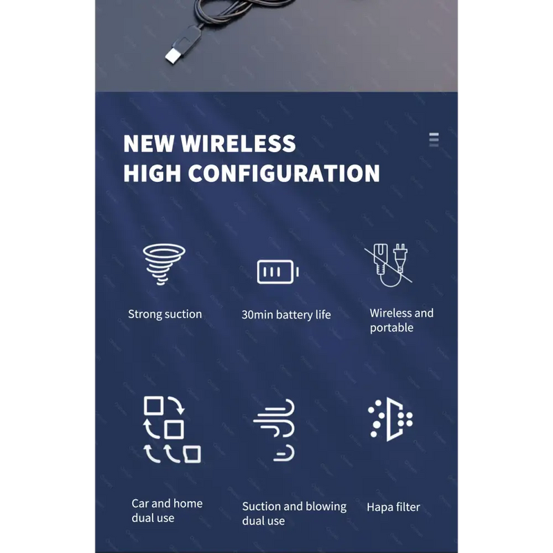 Product information display for the Handheld Car Vacuum Cleaner with high configuration features