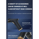 Handheld car vacuum featuring pistol grip and charging port for efficient cleaning