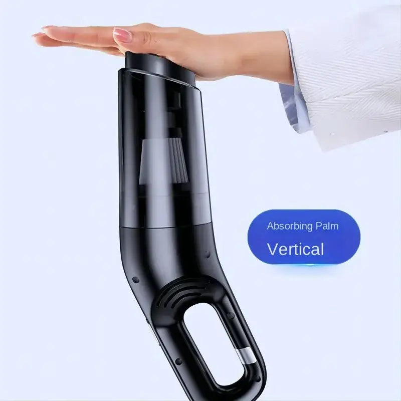 Black Handheld USB Charging Portable Vacuum Cleaner demonstrating Absorbing Palm feature