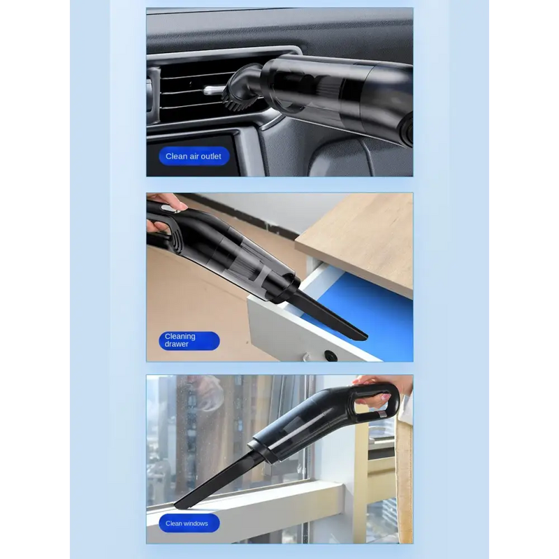 Handheld USB charging portable vacuum cleaner used in home and car scenarios