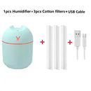 Pastel blue HAOYUNMA Compact Humidifier with pink accent and efficient mist discharge power