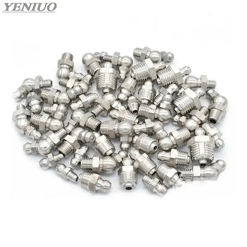 Collection of stainless steel grease nipples with male thread featured in HAOYUNMA product