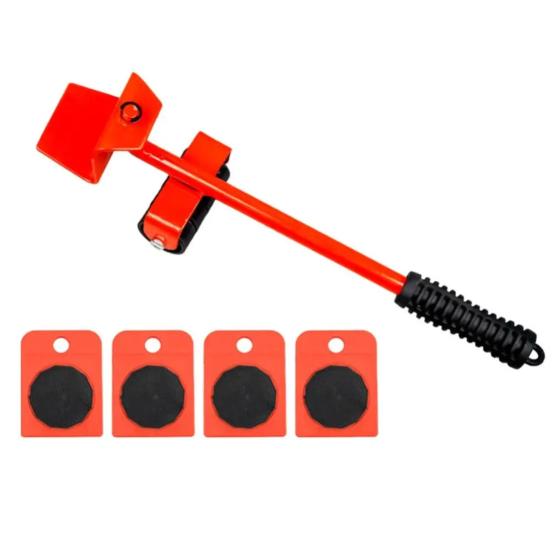 Red heavy duty furniture lifting tool set with four sliding pads for effortless moving