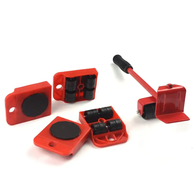 Heavy Duty Furniture Lifting Tool Set featuring red sliders with black pads for easy moving