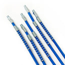 Blue and silver grease gun whip hose with flexible extension rods and metal connectors