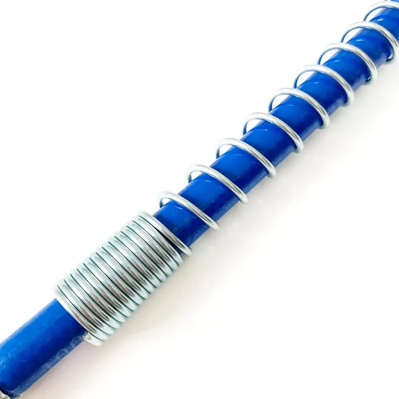 Blue pen with spiral metal grip showcasing Heavy-Duty Grease Gun Whip Hose features